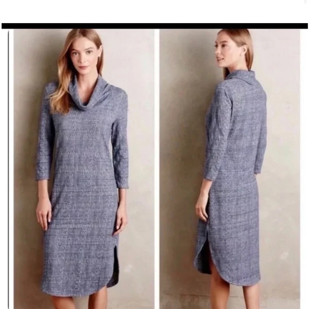 Anthropologie Saturday Sunday Blue Chemise Cowl Neck Sweater Dress